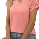 V-Necked Smocked Short Sleeve Top