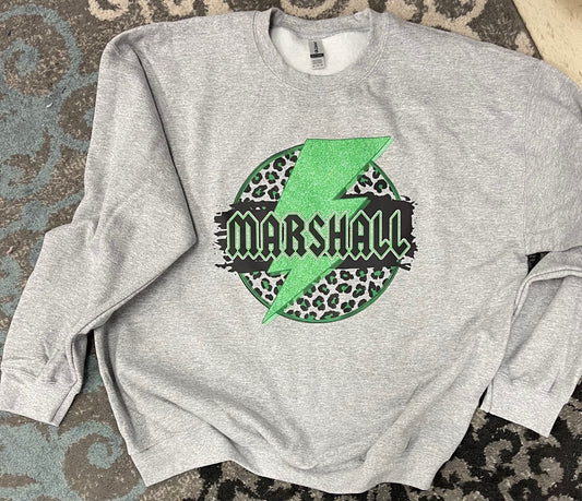 Marshall University - Lightening Bolt Sweatshirt - Sport Grey