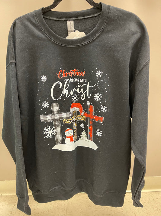 Christmas begins with Christ Sweatshirt