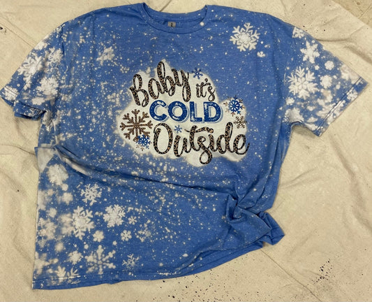 Baby It's Cold Outside Blue Snowflake T-Shirt