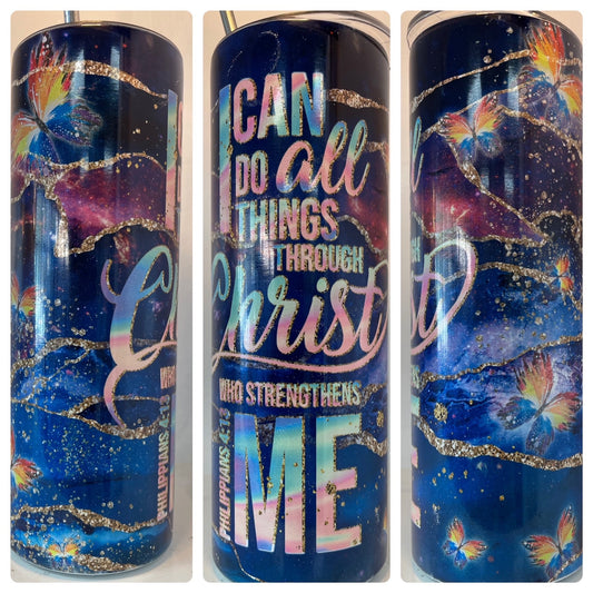 Glitter I Can Do All Things (Butterfly) Tumbler