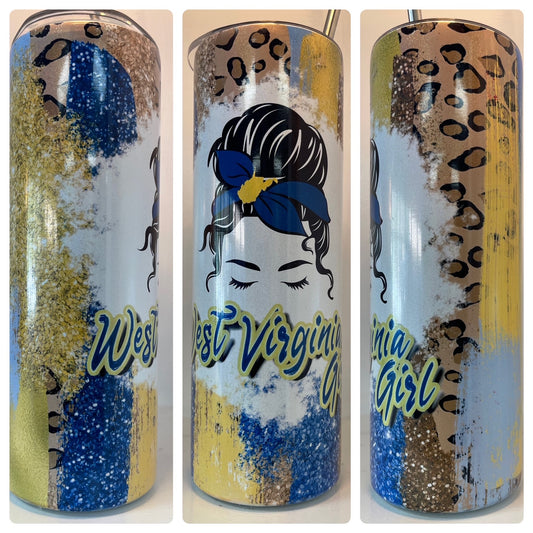 Glitter West Virginia Girl Tumbler