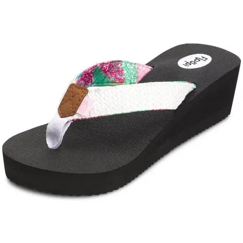 Floopi-White Wedge Flip Flops